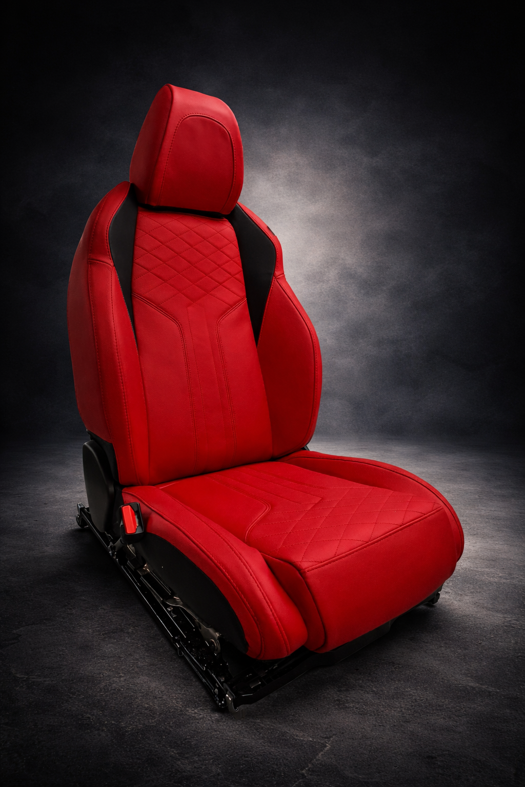 Roter Autositz – Polsterarbeit